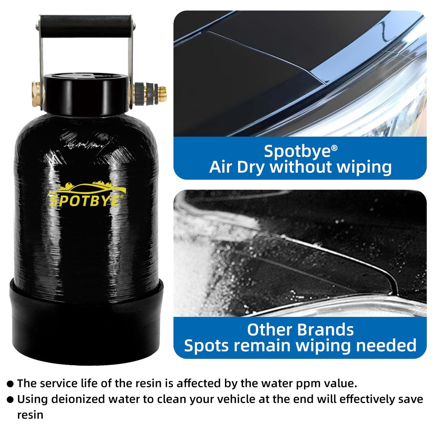 Filterelated Deionized Water System with 10L Resin & Built-in Heavy Metal Filter, Extends Resin Life by 15%, for Spot-Free Rinsing of Cars, RVs, Motorcycles, Solar Panels, Windows, Boats