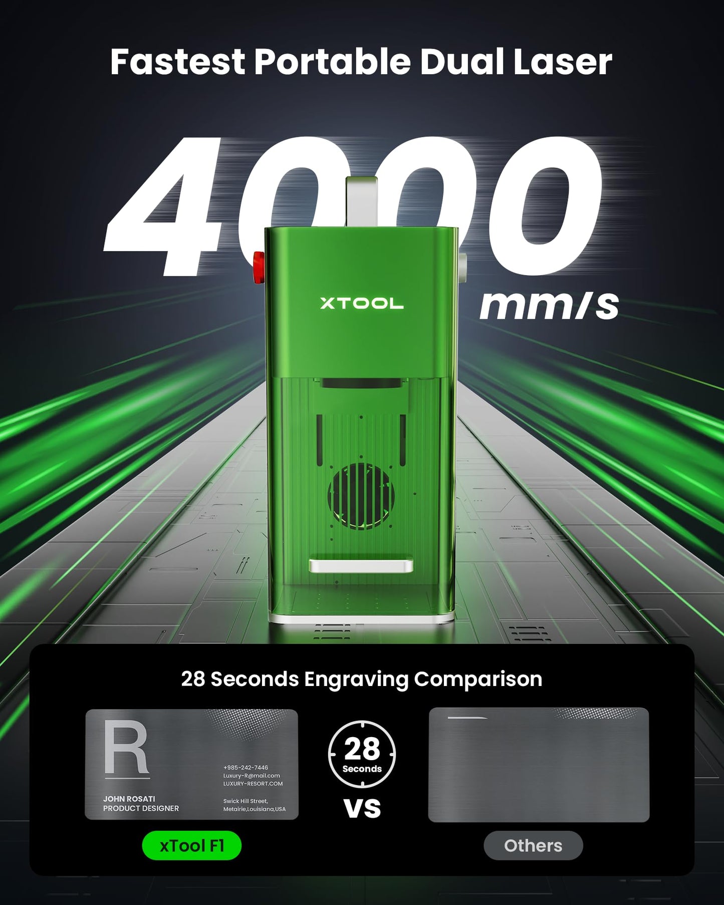 xTool F1 2-in-1 Dual Laser Engraver, Lightning Speed Portable Laser Engraving Machine, HD Laser Engraver for Jewelry, Metal, Wood, Leather