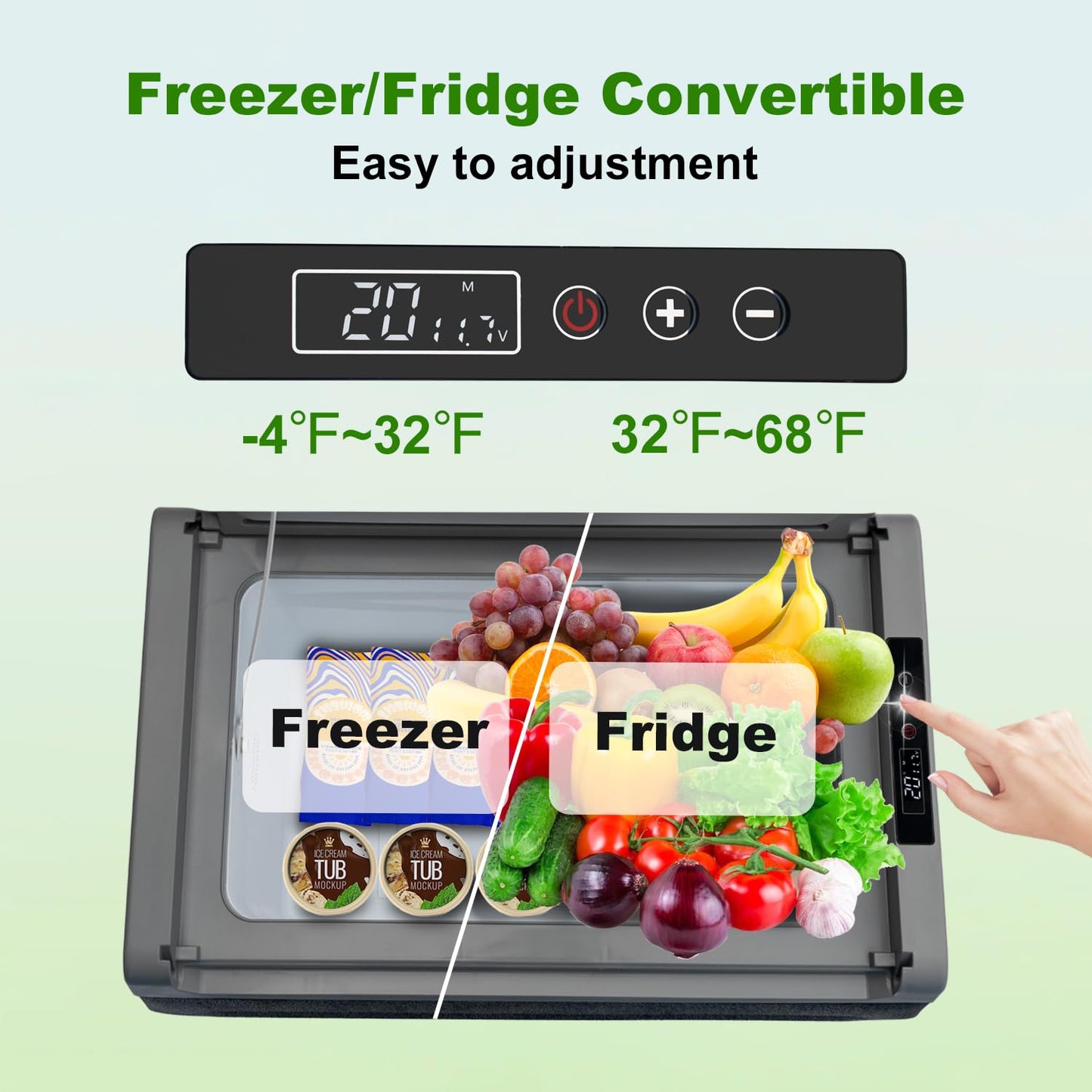 SMETA 12V Portable Car Refrigerator/Freezer, 20L(21QT) Mini Fridge, Travel Camper 12v/110v Electric Cooler Solar For RV Outdoor Semi-Truck, -4℉~68℉