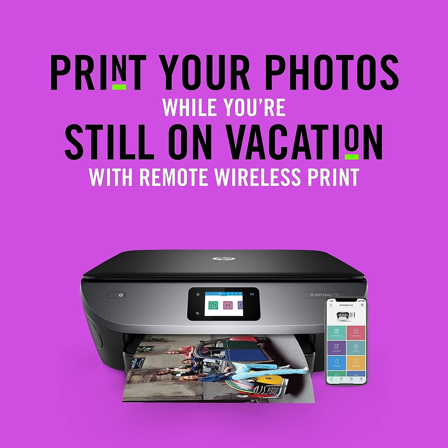 HP ENVY Photo 7155 All-in-One Color Photo Printer with Wireless Printing, HP Instant Ink, Works with Alexa (K7G93A)