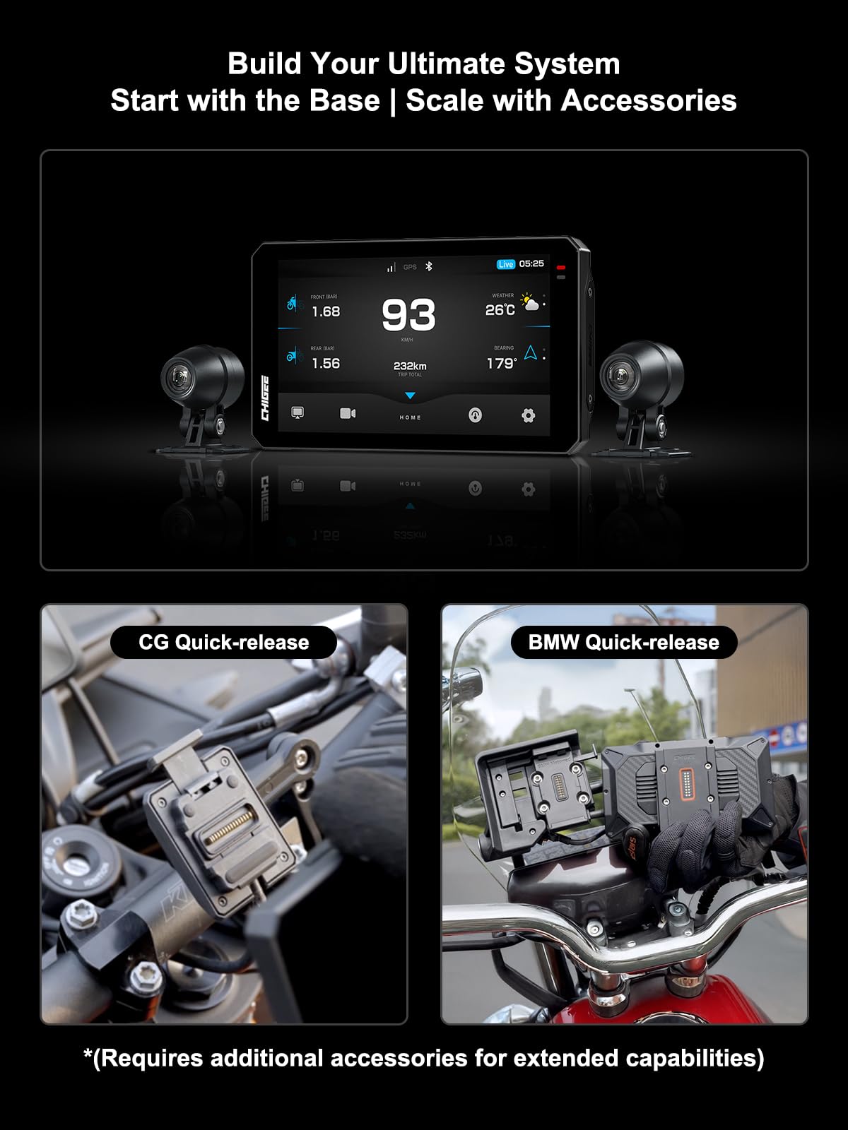 CHIGEE AIO-6 LTE 4G Motorcycle GPS Navigation with 6 inch Display, Smart Geo-Fence Security,SOS,2000nits,Motorcycle Carplay Android Auto, Real-time alerts, Electronic Fence, IP69 Waterproof