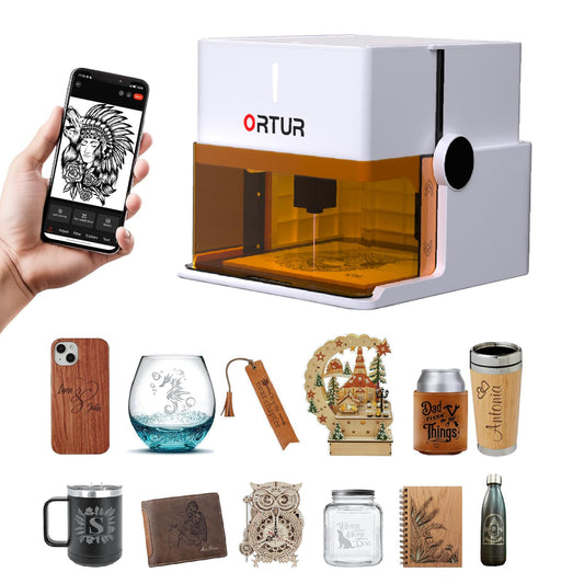 Ortur R1 5000mW Portable Laser Engraver and Cutter, Class 1 Foldable Laser Engraver, Exquisite Gift Box Packaging, APP Control Laser Engraver for Wood, Leather, Glass, Cloth (White)