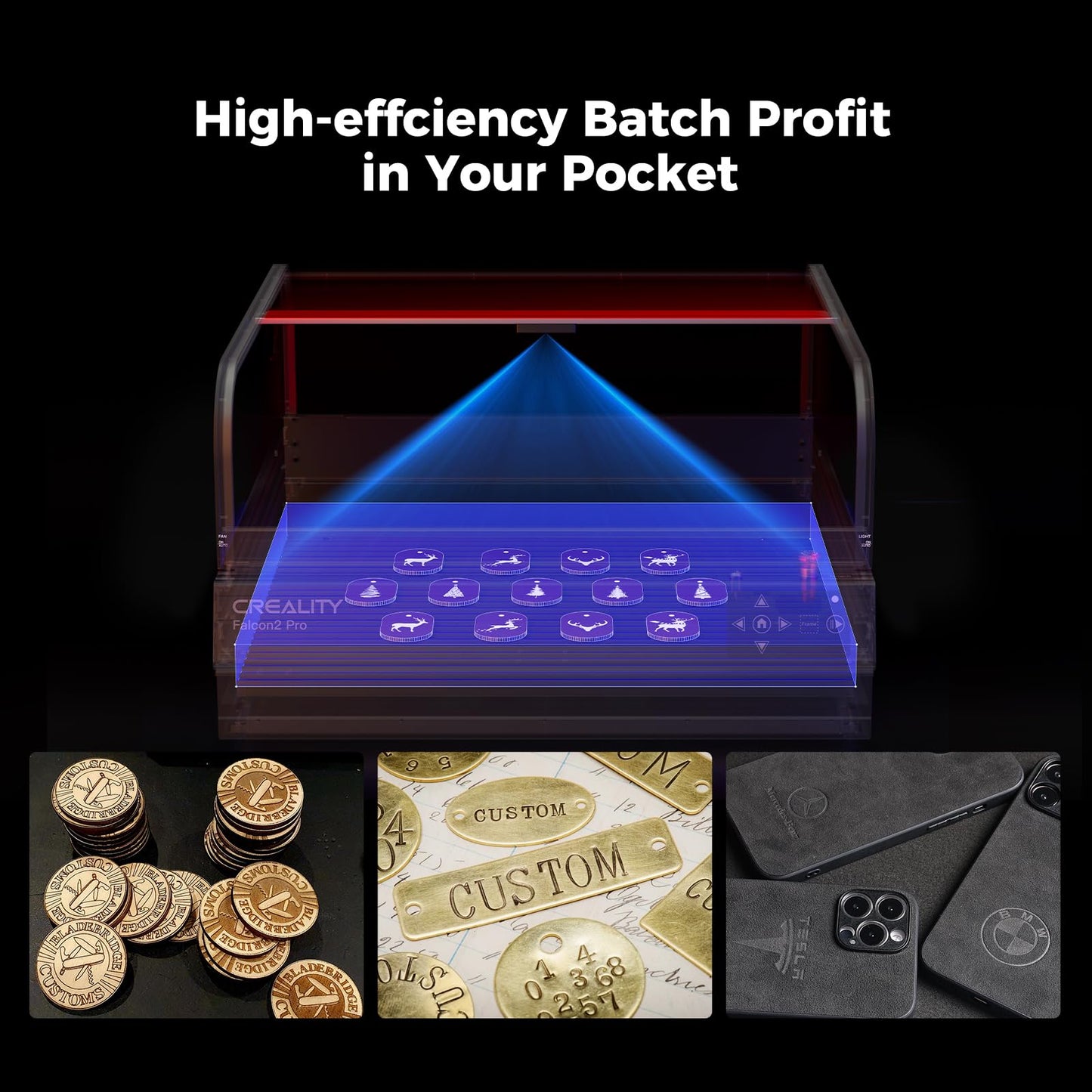 Creality Falcon2 Pro 22W Laser Engraver-Desktop Diode 120W Output with Integrated Enclosure, Camera&Air Assist for Batch Process, 500mm/s, Laser Cutter and Engraver Machine for Wood/Acrylic/Metal