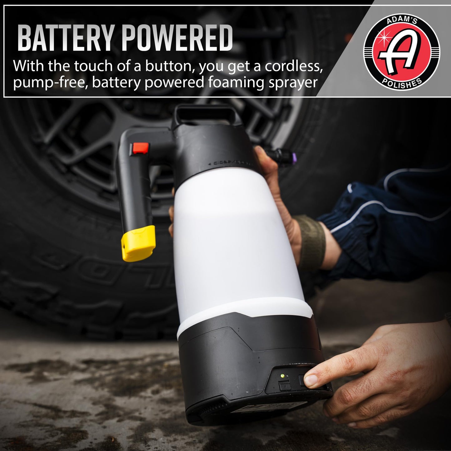 Adams x Ik eFoam Pro 2 - Electric Foam Sprayer for Car Wash, Auto Detailing, Wheel & Tire Cleaning - Hoseless & Pump Free Cleaner for Cars, Trucks, RV & Motorcycles