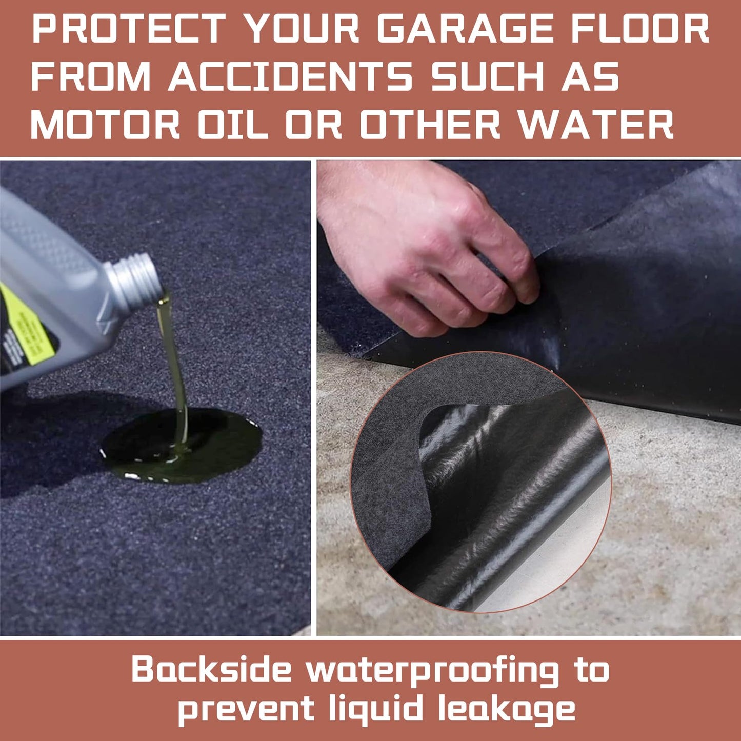 Garage Mats Oversize Garage Floor Paking Mats for Under Car, 8.8 x 22 Ft Non-Slip Gray Garage Flooring Carpets, Absorbent Oil Garage Parking Mat, Waterproof Mats