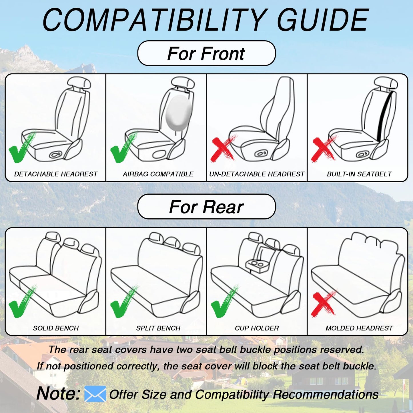 Leather Seat Covers Full Set with Pillow,5 Seats Universal Car Seat Protectors,Easy to Install Cover Set,Waterproof Car Seat Covers Car Seat Cushion Fit for Most Cars SUVs Trucks(5 Seats,Black-White)