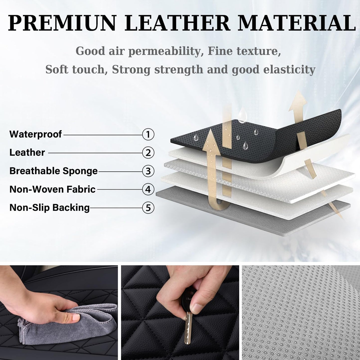 Coverado Ram Seat Covers Full Set, Waterproof Ram 1500 Seat Cover Compatible with 2002-2025 Dodge RAM 1500 2500 3500 Crew Quad Cab with Curved Bench, Black