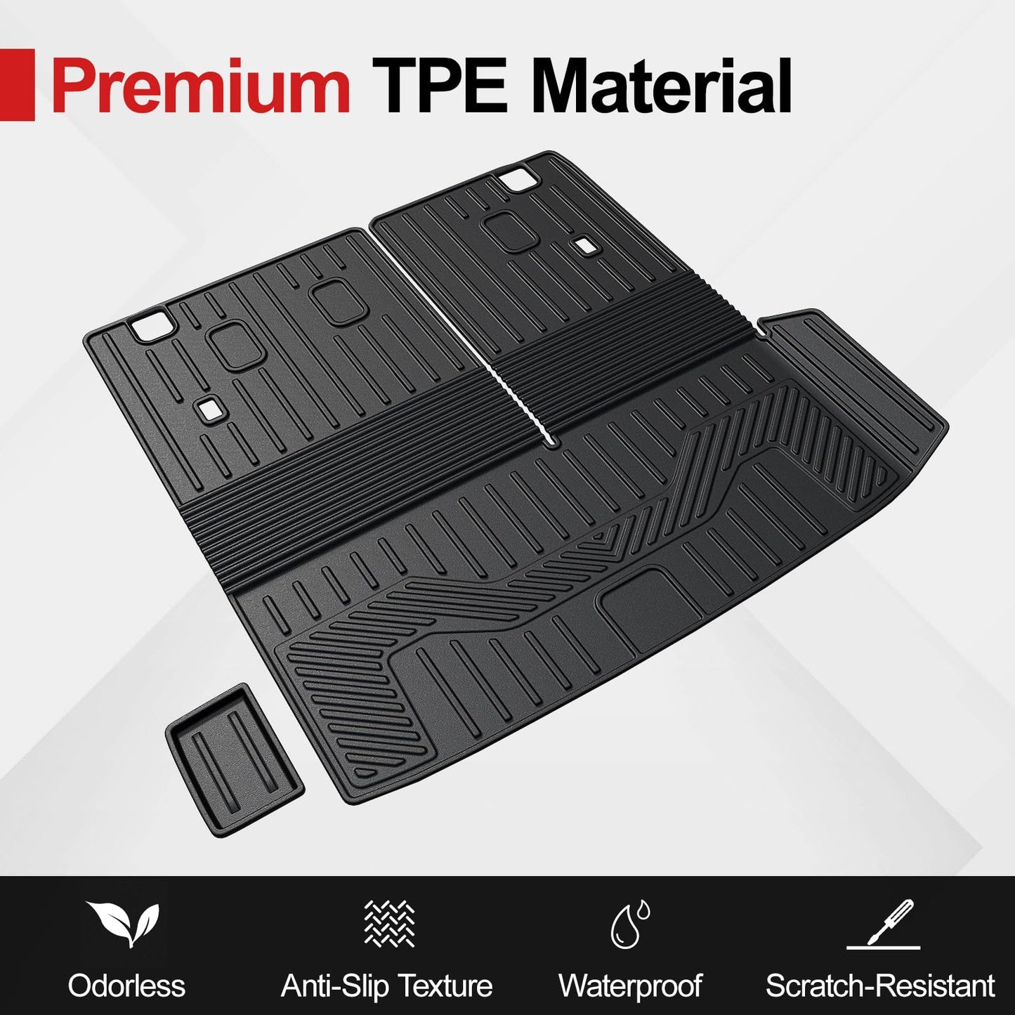 HOUCLEMIC Floor Mats for 2023-2025 Honda Pilot Cargo Mat with Backrest Mat All Weather TPE Cargo Liner Car Mats Replacement Protection for 2025 Honda Pilot Accessories Door Sill Guards