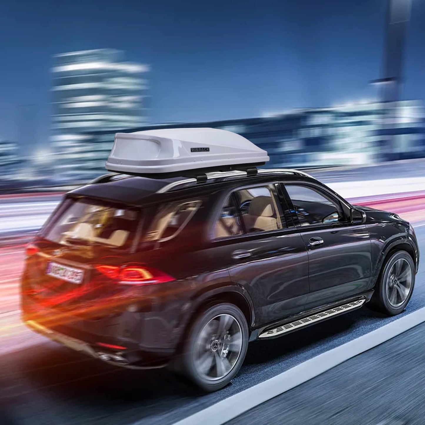 Large Rooftop Cargo Carrier with Roof Box, Heavy Duty Weatherproof Hard Shell Roof, 14 Cubic Feet Rooftop Cargo Box, White