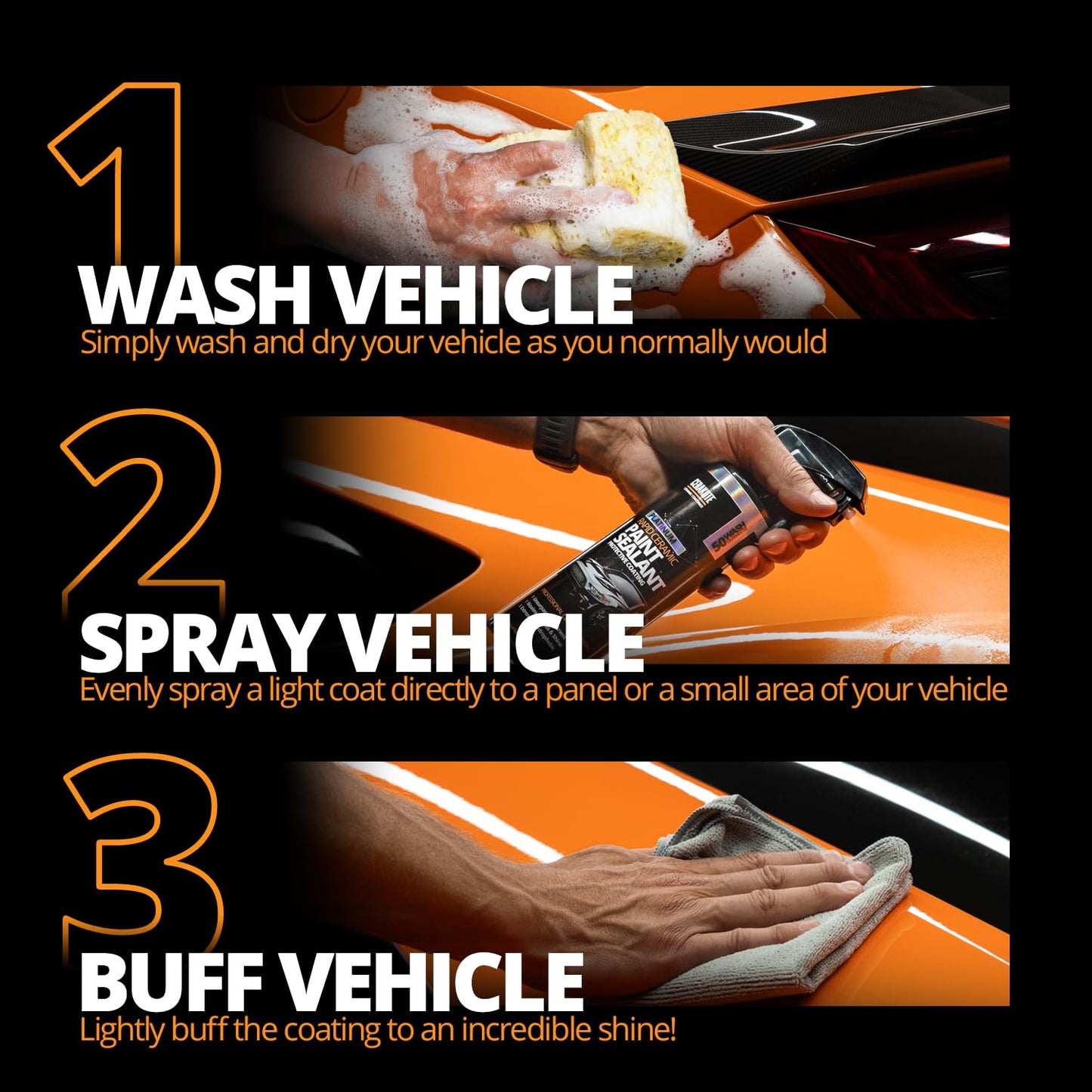 CERAKOTE® Platinum Rapid Ceramic Paint Sealant - 128 oz - Maximum Gloss & Shine – Extremely Hydrophobic – Unmatched Slickness - Ceramic Spray Coating - 50 Wash Rating