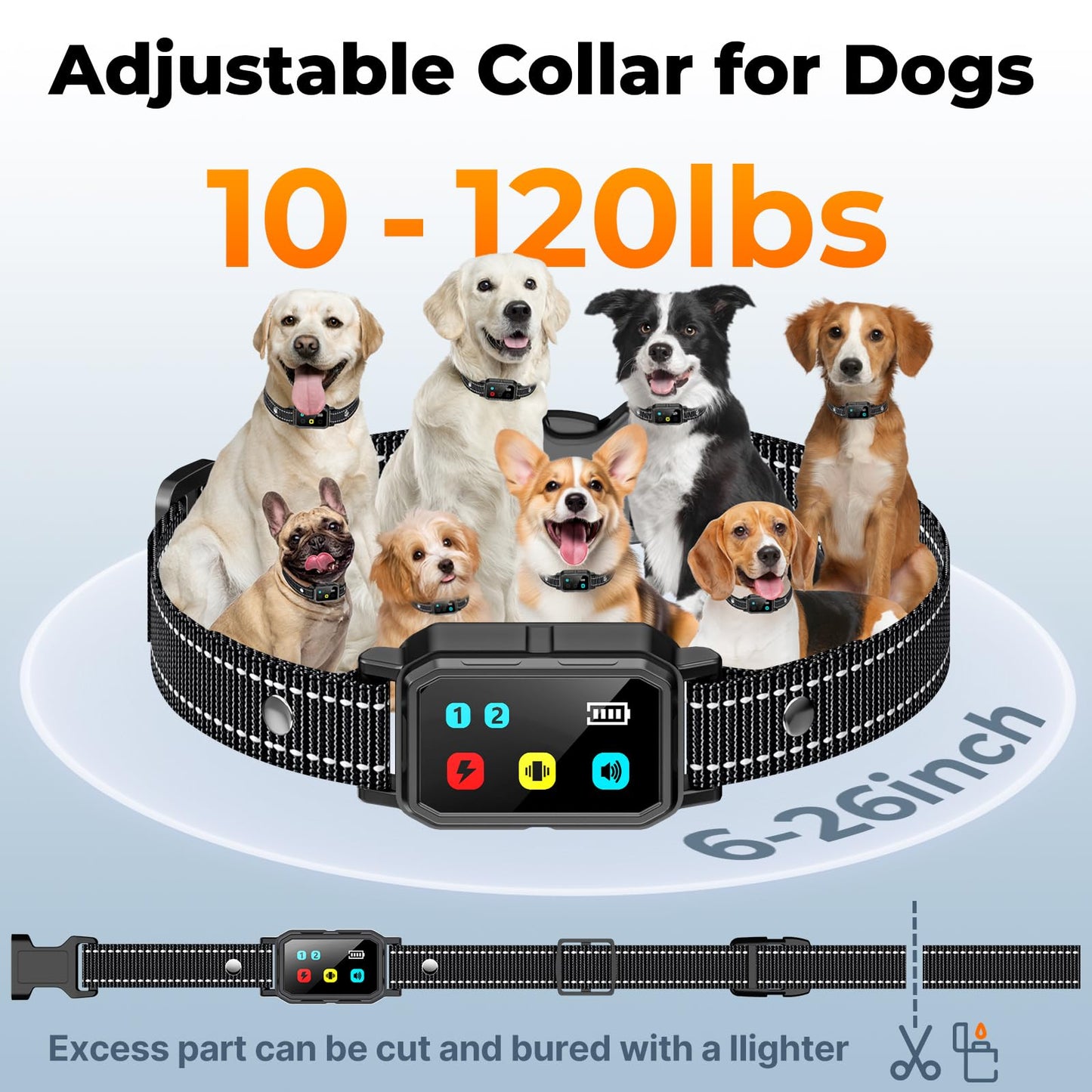AI Dog Shock Collar 2 Dogs (10-120Lbs) - 3300FT Dog Training Collar with Remote, IPX7 Waterproof Collar with Beep, Vibration, Safe Shock for Large Medium Small Dogs, Keypad Lock and Flashing Light