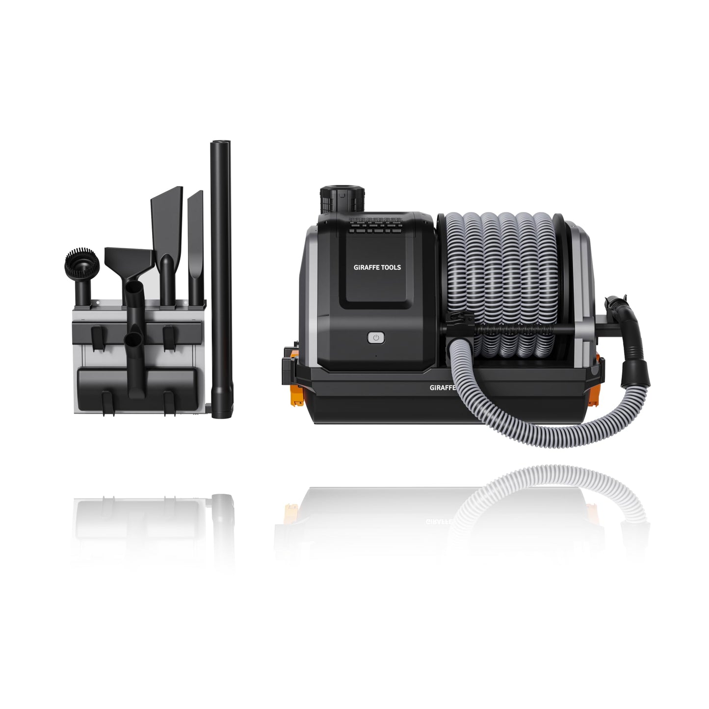 Giraffe Tools Grandstorm Wet Dry Vacuum Cleaner with 6 Nozzles, 30 FT Retractable Hose Wall Mounted Vacuum Cleaner for Car Detailing, Grey（No Remote Control Funtion）