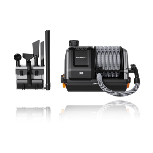 Giraffe Tools Grandstorm Wet Dry Vacuum Cleaner with 6 Nozzles, 30 FT Retractable Hose Wall Mounted Vacuum Cleaner for Car Detailing, Grey（No Remote Control Funtion）