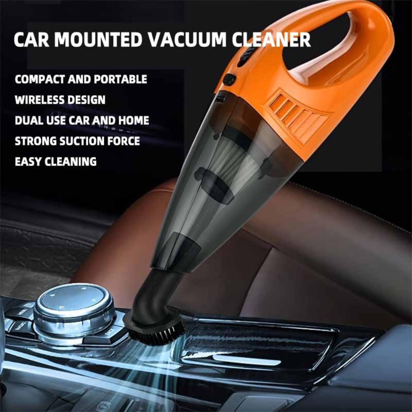 Portable Handheld Car Vacuum Cleaner – High Power DC 12V, Lightweight Mini Vacuum with 16ft Cord & Multi Attachments, Small Dust Buster for Car and Home Cleaning
