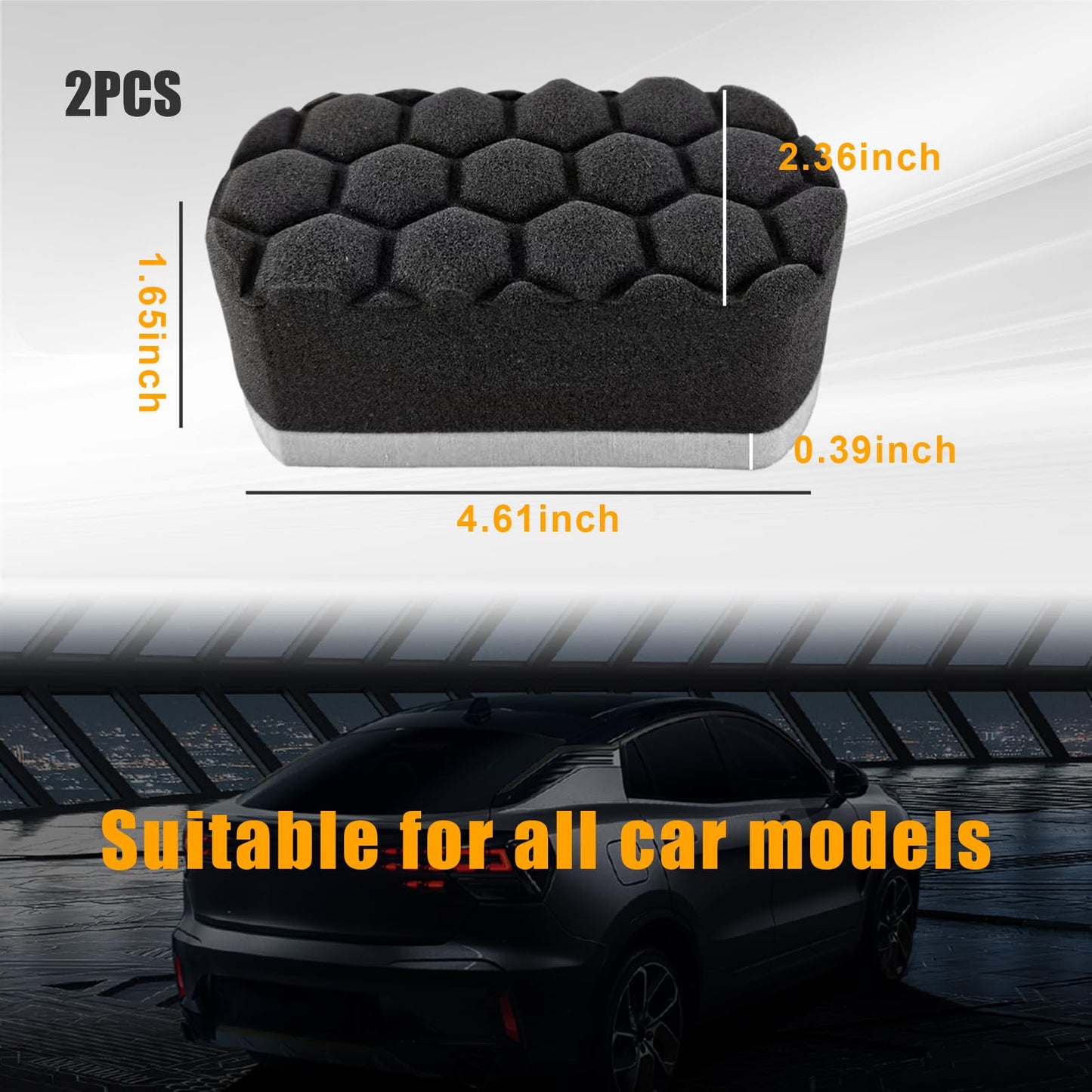 Suvnie 2 PCS Tire Shine Dressing Applicator Pad, Washable Hex Logic Car Detailing Foam Sponge with Easy Grip, Soft Tire Trim Applicator Pad for Car Glass, Porcelain and More (Gray)