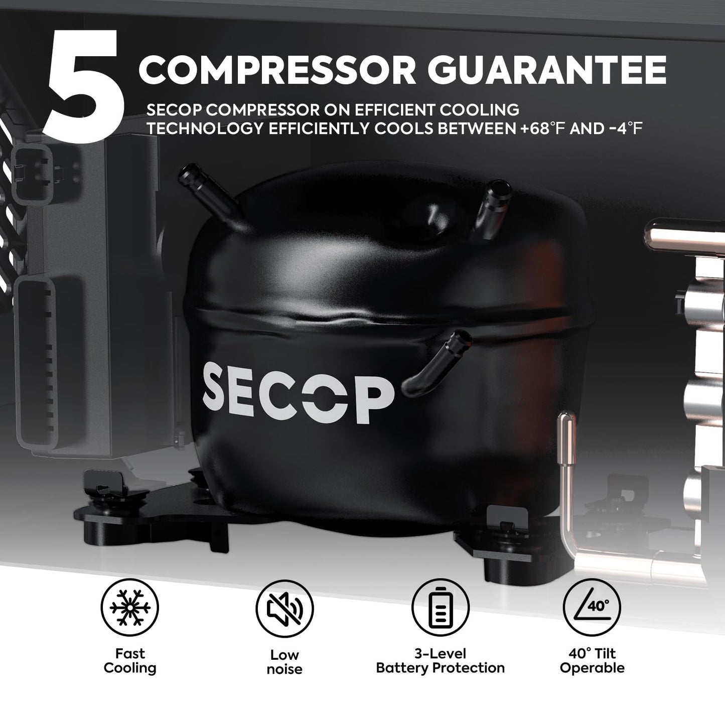 ICECO APL55 Dual Zone Portable Refrigerator Freezer Bluetooth Controlled, 55 Liter 12v refrigerator with SECOP Compressor, DC 12/24V, AC 110-240V, for Truck, Car and Home, -4℉~68℉ (Black)