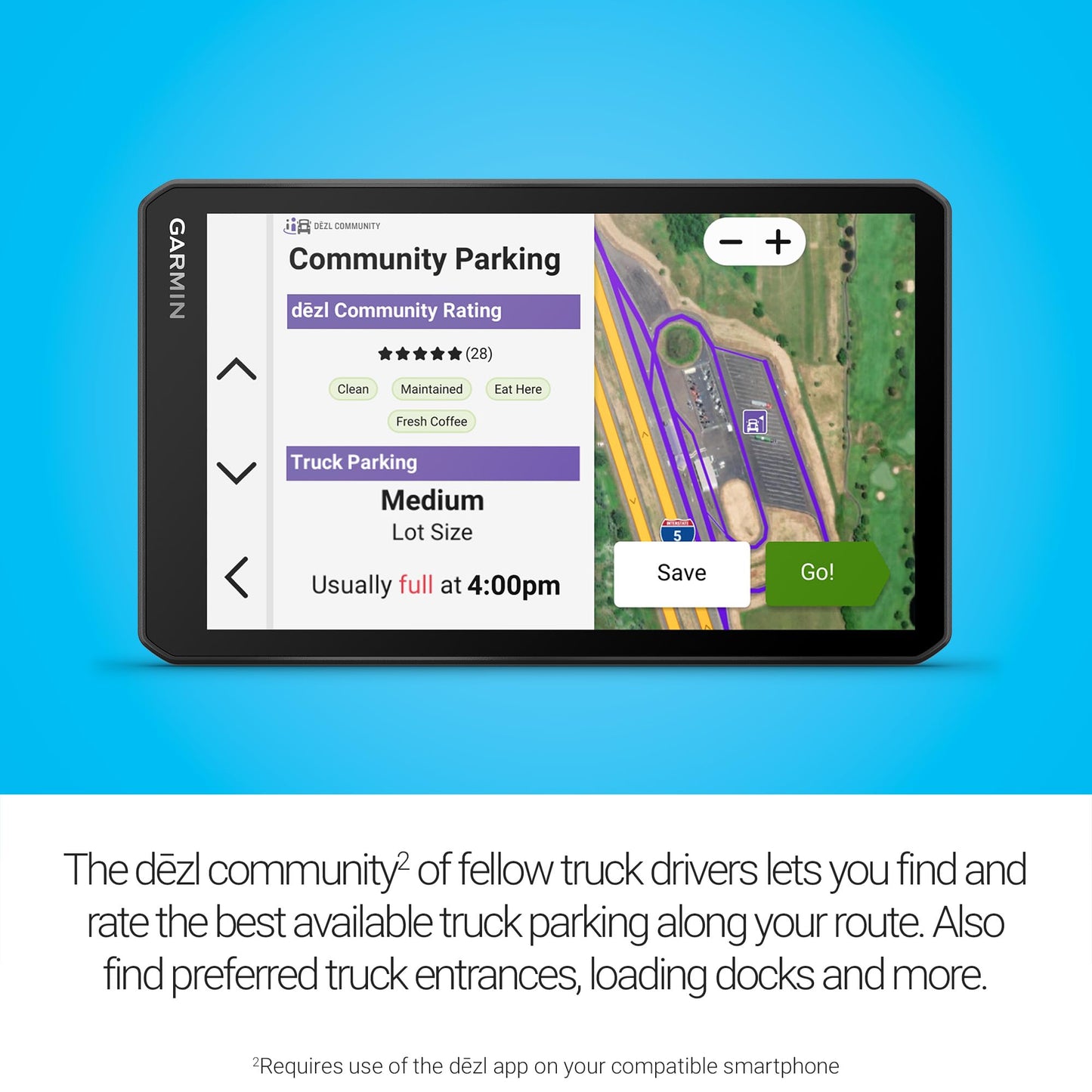 Garmin dezl OTR720, Large 7' GPS Navigator, Custom Truck Routing, Satellite Imagery, Wind Speed, Community-Shared Loading Docks & Parking Availability