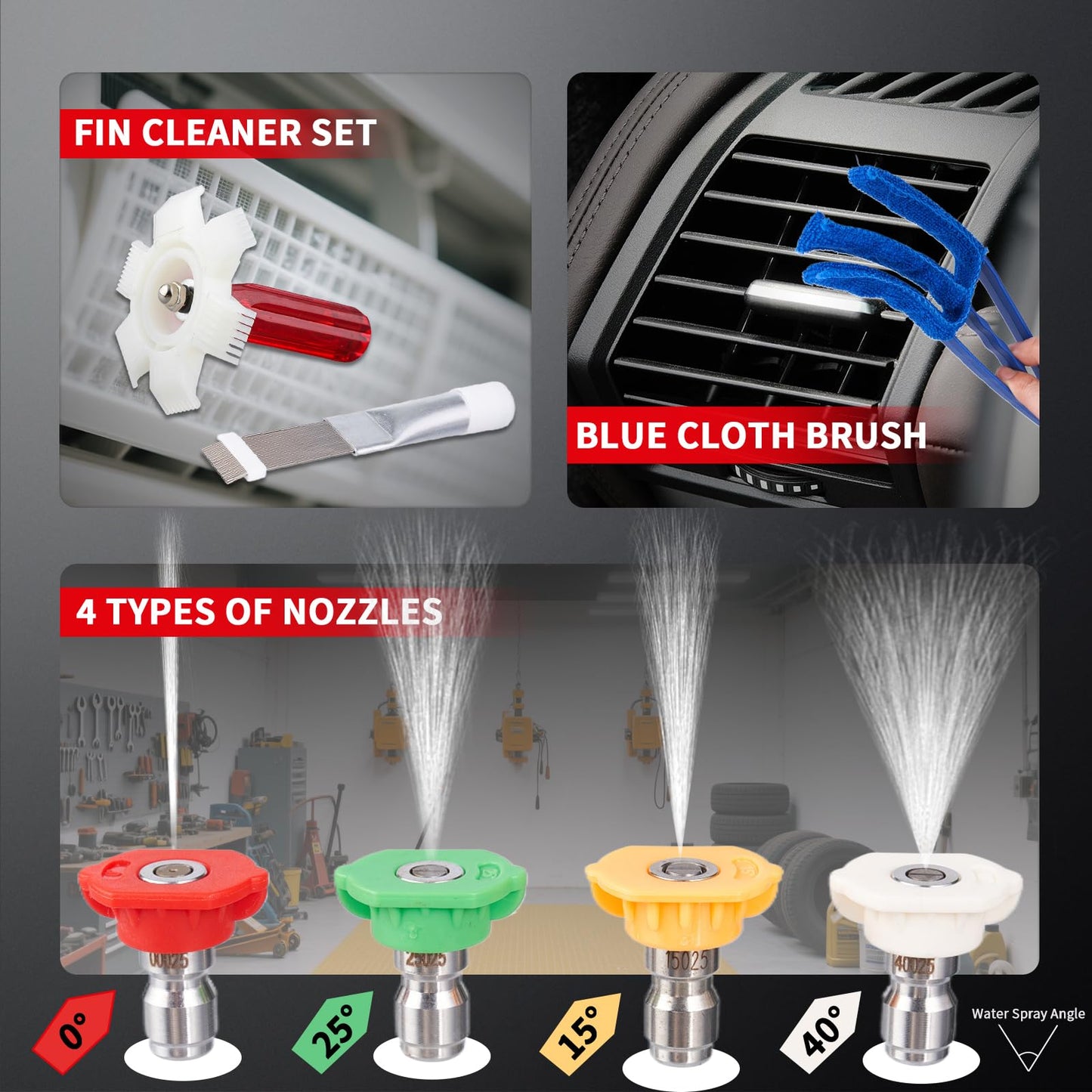 ROGVOC HVAC Pressure Washer, Portable Coil Claening Sprayer with 5 Quick Connect Nozzles, Fin Cleaner Set, Extension Tube for Air Conditioner, Cars,Fences, Driveways, Patios, Home Cleaning