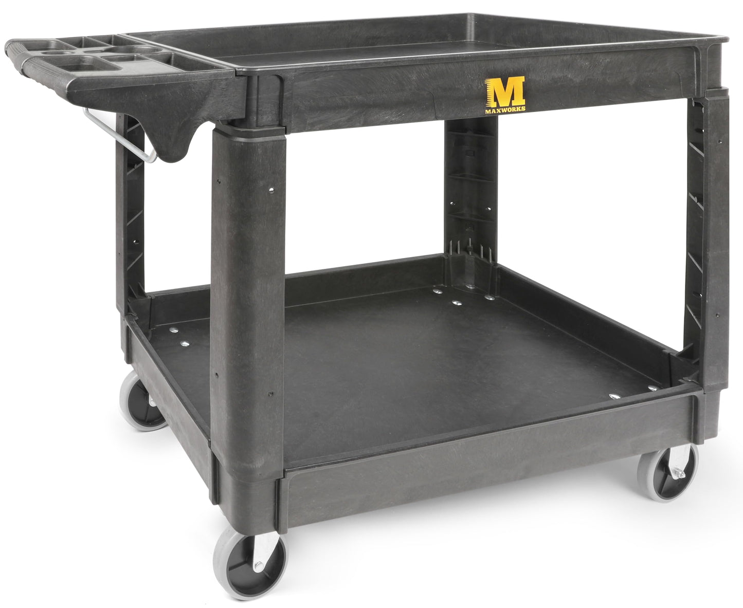 MaxWorks 80855 500-lb Utility Service PP Cart With Two Trays and Wheels 30 Inch X 16 Inch Overall Dimensions