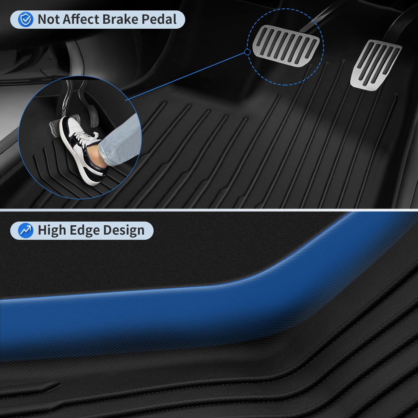 TSLDRV Floor Mats for Tesla Model Y Juniper 2025 2026 5-Seat with Bumper Guard All Weather Floor Mats for Tesla Model Y Juniper Accessories 2025 2026 TPE Trunk Mat with Backrest Mat Black