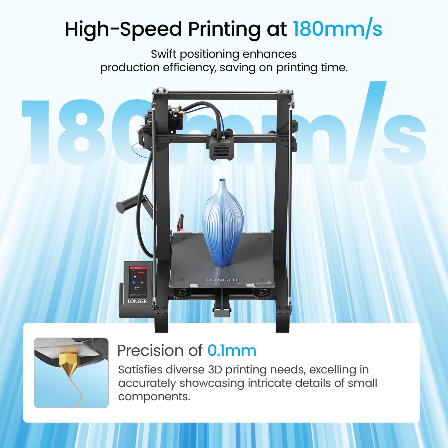 Longer LK5 Pro 3 3D Printer 11.8x11.8x15.7in Large Printing Size FDM 3D Printer Fully Open Source Motherboard Upgrade TMC 2209 with Resume Printing 3D Printers 95% Pre-Assembled Ideal for Beginners