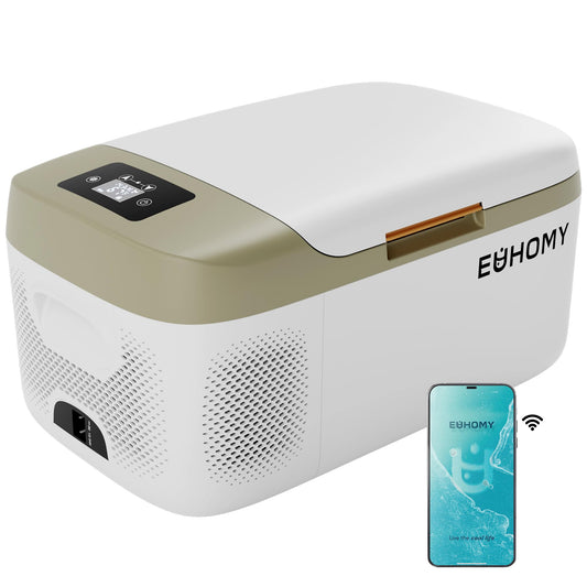 EUHOMY 12 Volt Refrigerators, 17QT Car Refrigerator APP Control, Car Fridge with 12/24V DC & 110-240V AC, Portable Refrigerator Freezer Fridge Cooler for Car, RV, Camping, Travel, Fishing, Outdoor Use