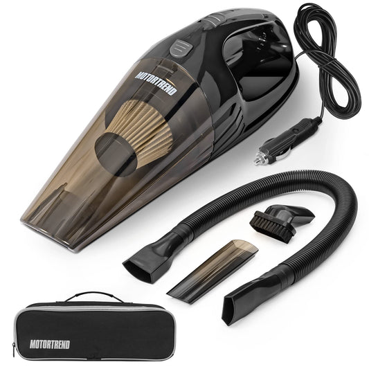 Motor Trend Lightweight & Portable Handheld Car Vacuum Cleaner Interior Cleaning Wet or Dry Mess Includes 3 Accessories + Filter & Carrying Bag Powerful Suction 15 Ft Extra Long Cord