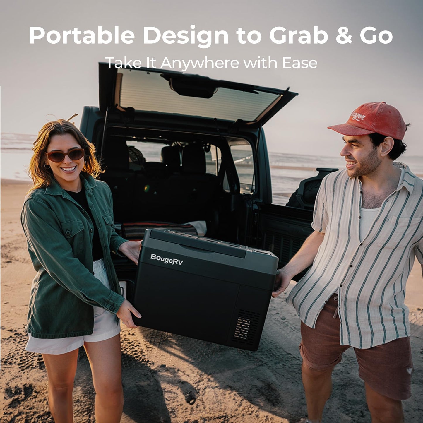 BougeRV 12 Volt Refrigerator, CRPRO 30 Quart 12V Car Fridge, Portable Freezer (-8℉~50℉), Compressor Electric Cooler with 12V/24 DC, 110-240 AC for Outdoor Camping Overlanding Truck RV SUV Van