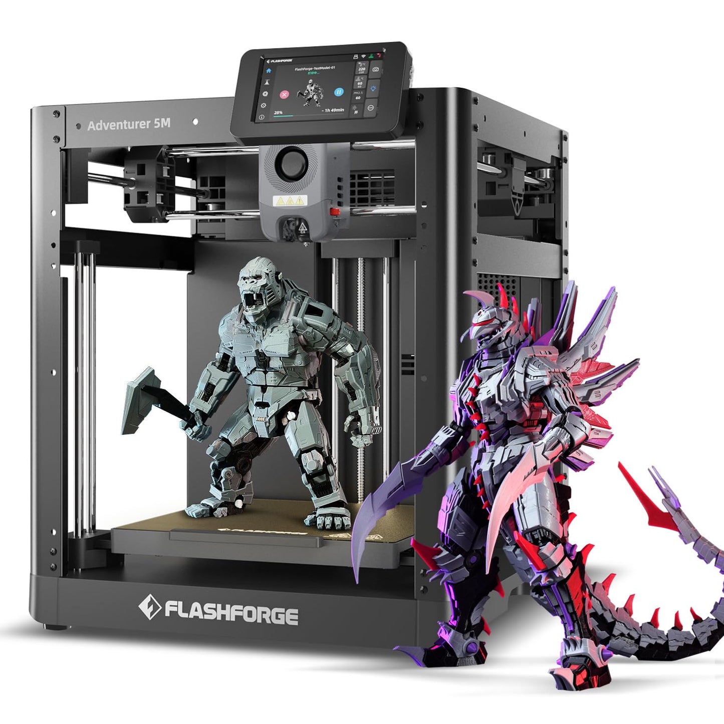 FLASHFORGE 3D Printer AD5M, 1-Click Full-Auto Calibration 600mm/s Fast Printing, CoreXY High-Speed Precision with Every Layer, 3S Quick-Swap Nozzle, Customizable Enclosure, Build Volume 220*220*220mm