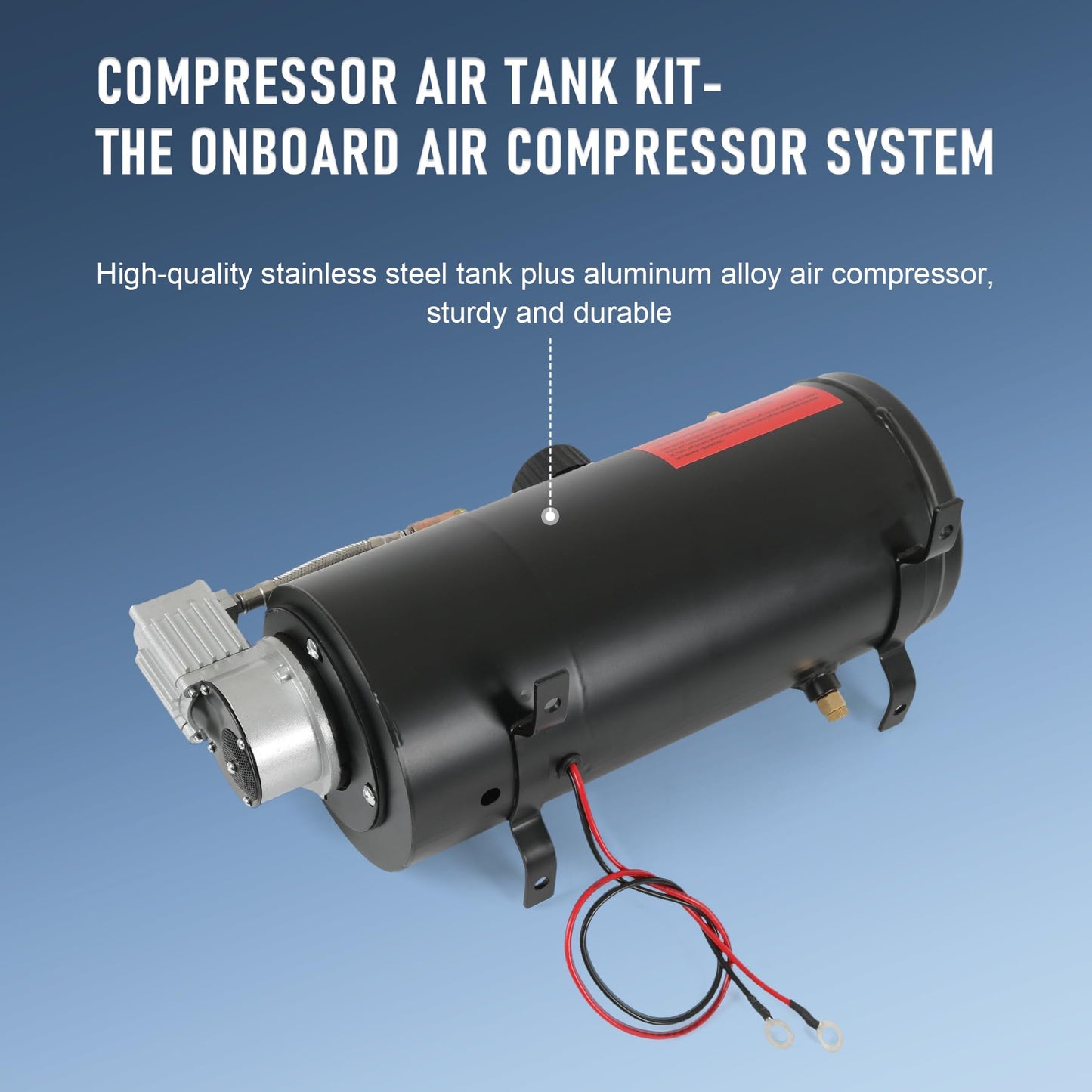 DC 12V MAX 150PSI Air Compressor Tank Pump with 3 Liter Tank 0.8 Gallon Portable Air Compressor Pump for Train Truck Pickup Motorhome Horns On Board 3L Train Inflator