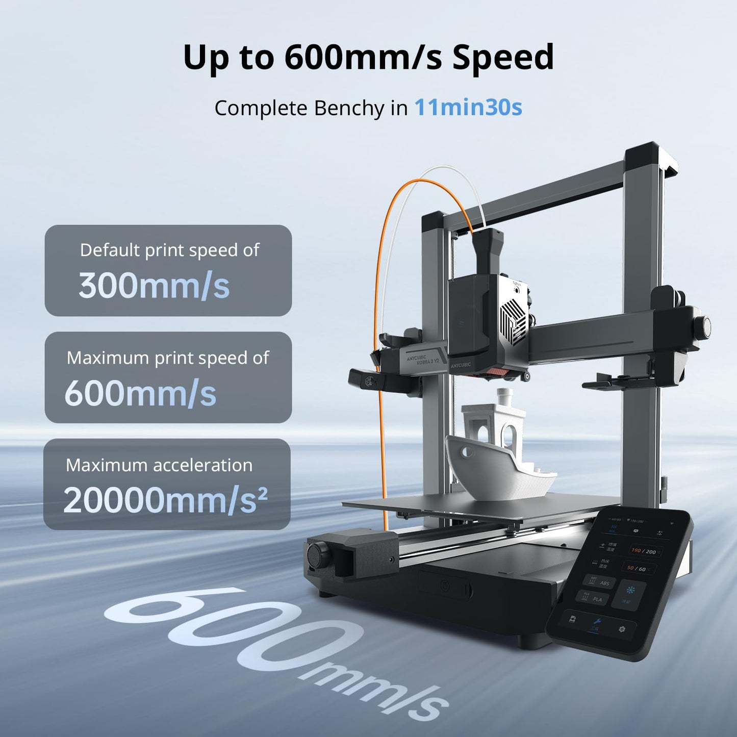 Anycubic Kobra 3 V2 Combo 3D Printer, Smart Multicolor Printing Up to 600mm/s Print Speed, Active Filament Drying Enhanced Auto-Leveling for Higher Success Rates, 10.0'' x 10.0'' x 10.2''