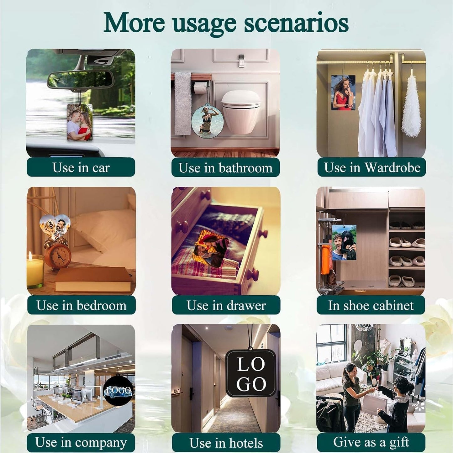 50/100Pcs Custom Logo Air Freshener for Car Bulk - Batch Commercial Customization Air Freshener for Car with Photo Text Customized Bulk Wedding Party Guests Souvenir Gifts. (Round 100 Pcs)