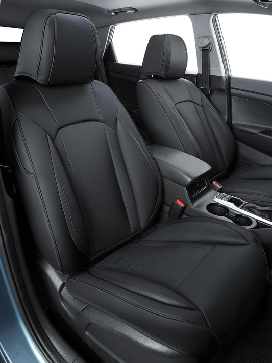 FREESOO Car Seat Covers Full Set - Faux Leather Universal Automotive Seat Covers Car Seat Cover Protectors Universal Fit for Most 5 Seats Cars Sedans Trucks SUVs with Breathable Waterproof Black