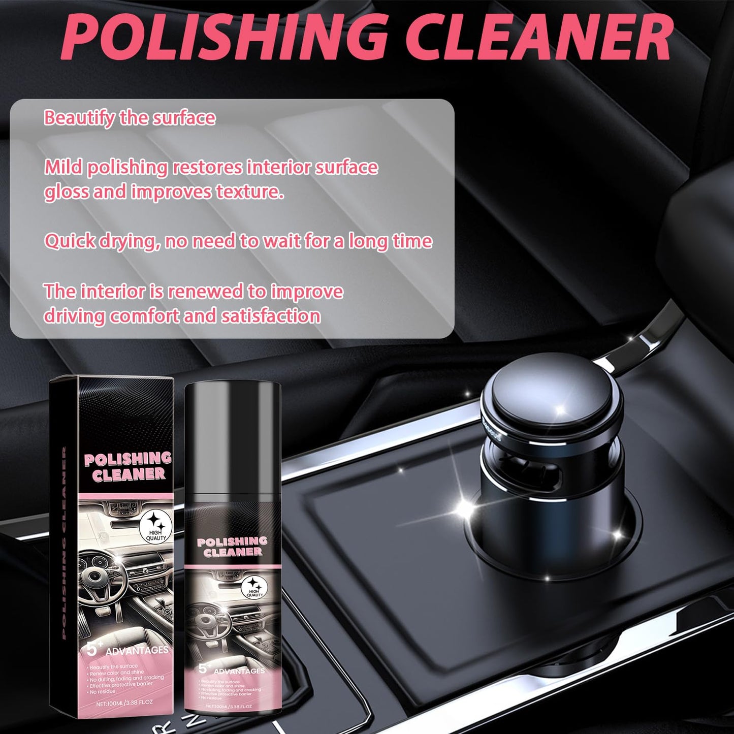 Car Interior Cleaner,Vehicle Interior Polish,Interiors Detailer Spray,Total Cars Interior Cleaner Rejuvenation,Decontamination,Interior All Purpose Car Cleaner (2PCS*100ml)