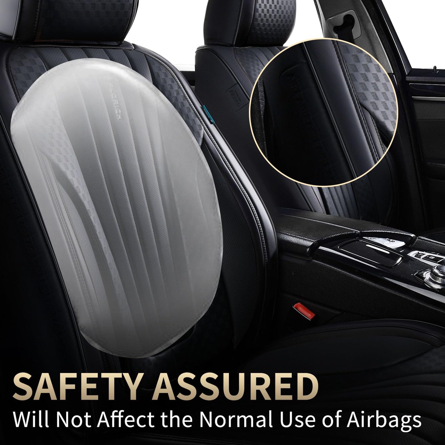 FLORICH Car Seat Covers, Premium Leatherette Car Seat Cushions Full Set, Black Seat Covers for Cars Front Seats and Back, Automotive Seat Protectors Universal Fit for Most Sedans Cars SUV Trucks