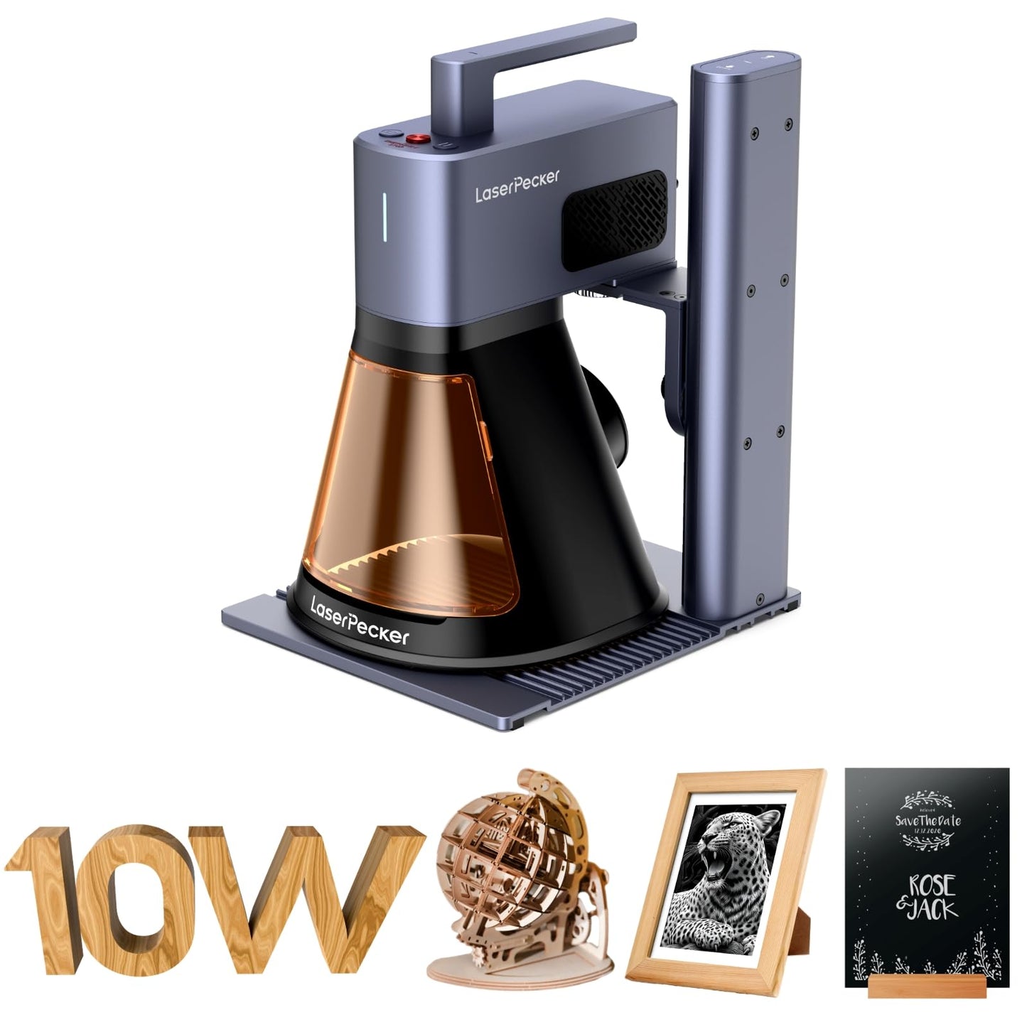 LaserPecker LP2 Plus (Basic) 10W Diode Laser Engraver, 4000mm/s Ultra-Fast Speed 4K Precision Portable Cutting & Engraving Machine for Wood, Leather, Acrylic, Coated Metal and etc.