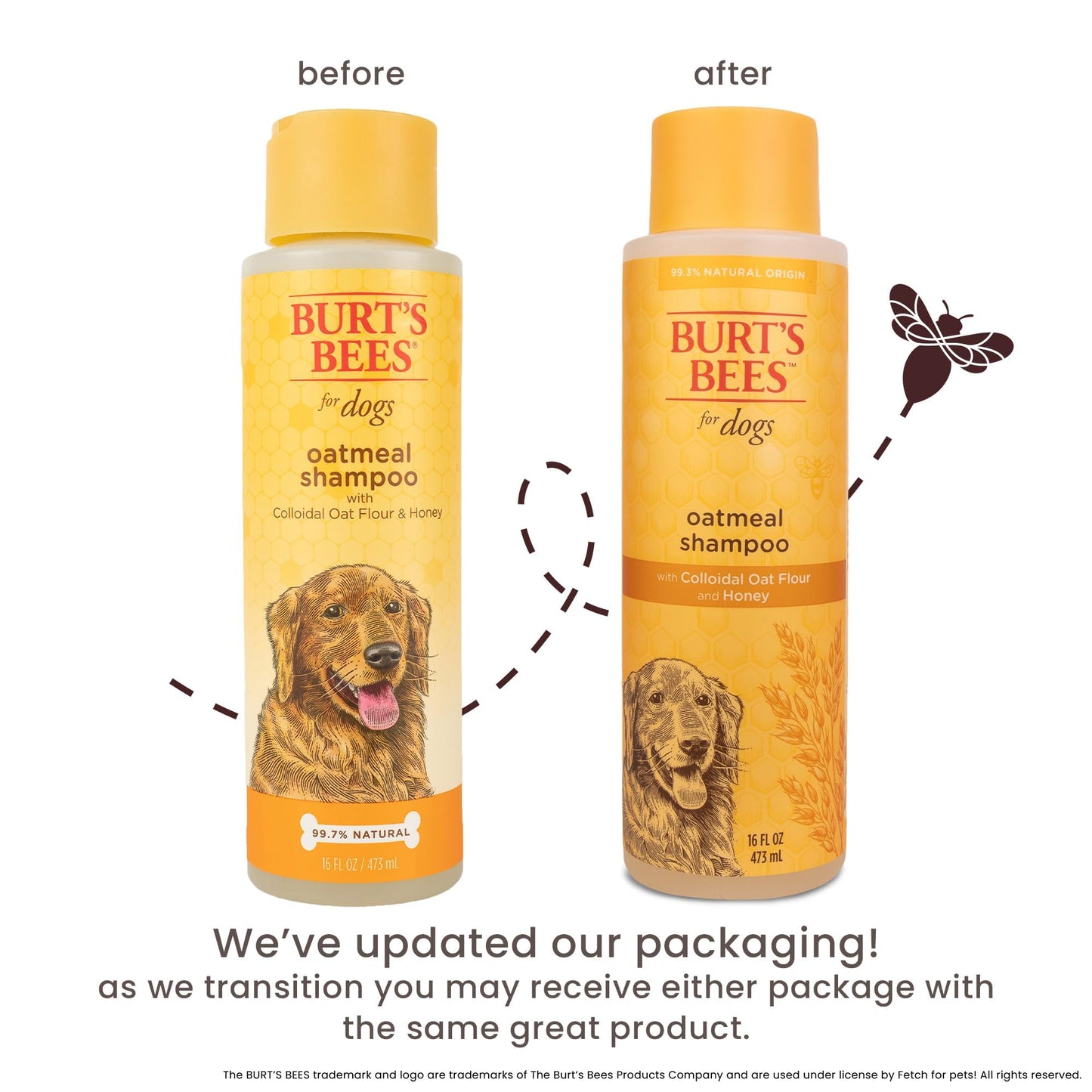 Burt's Bees for Pets Oatmeal Shampoo for Dogs with Colloidal Oat Flour and Honey - Skin Soothing Dog Oatmeal Shampoo, Moisturizing Dog Wash for Itchy Dry Skin, Essential Grooming Supplies, 16 Fl Oz