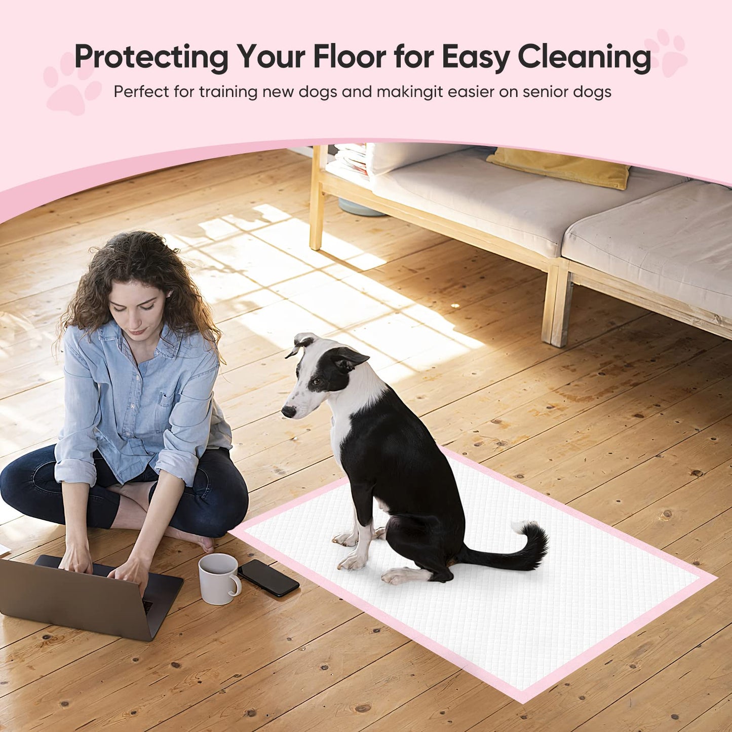 Super-Absorbent Leak-Proof Dog and Puppy Pet Training Pad, Housebreaking Puppy Pads Disposable (13" X 18"-Extra-Small 100PCS)