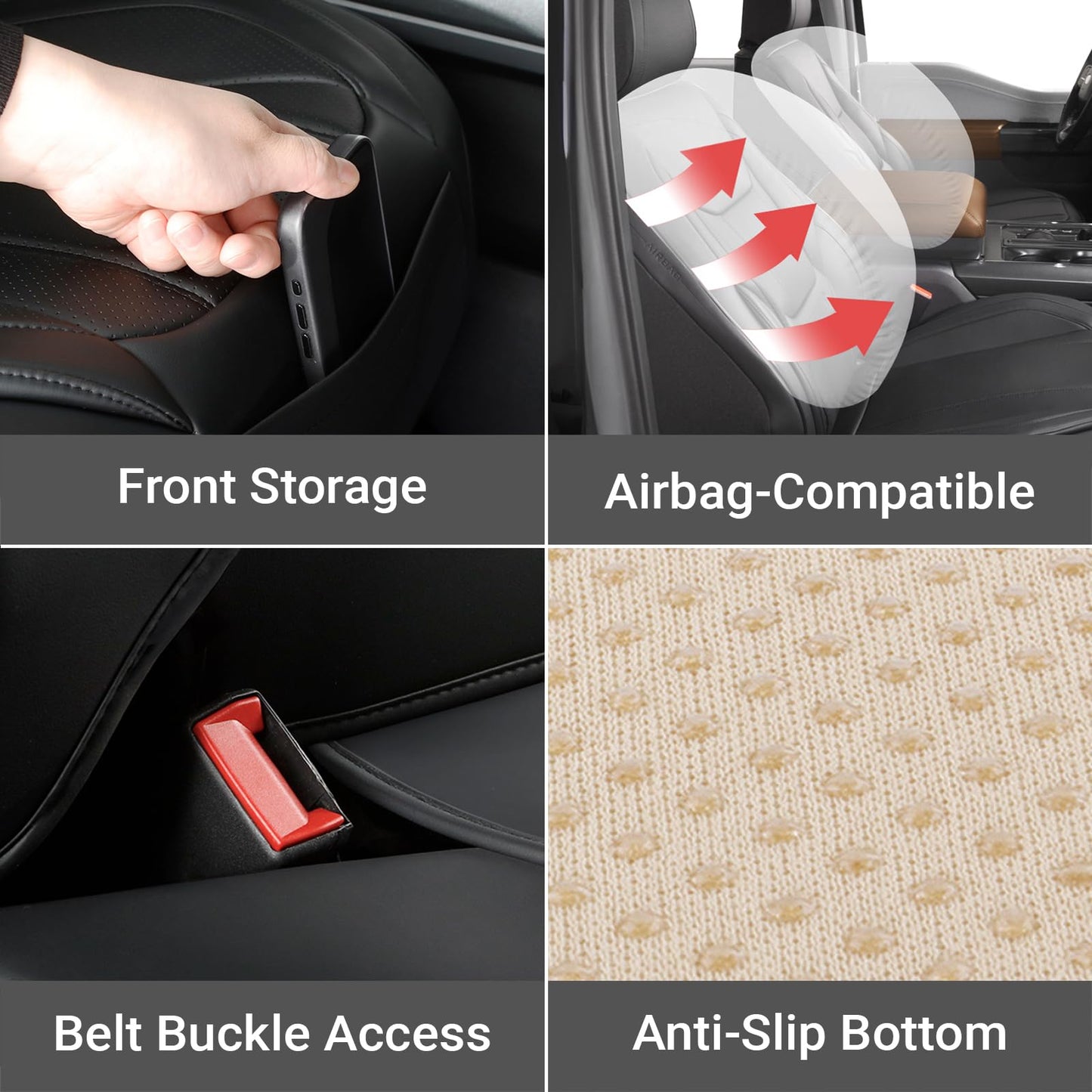 Coverland Custom Car Seat Covers Compatible with 2005-2021 Nissan Frontier Crew Cab, King Cab - Premium Leather Non-Slip Memory Foam Waterproof Custom fit Interior Protector [Full Set Seat-Black]