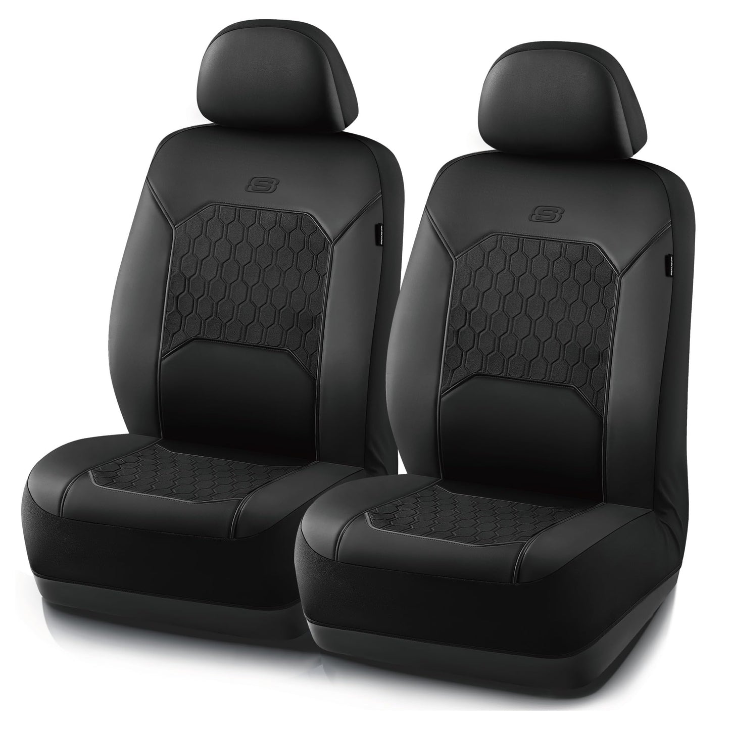 Skechers Gel Seat Covers,Cooling Car Seat Covers,Leather Front Seat Covers,Airbag Compatible,Automotive Comfort Universal Fit for SUVs,Vans,Sedans,Cars,Trucks,Black