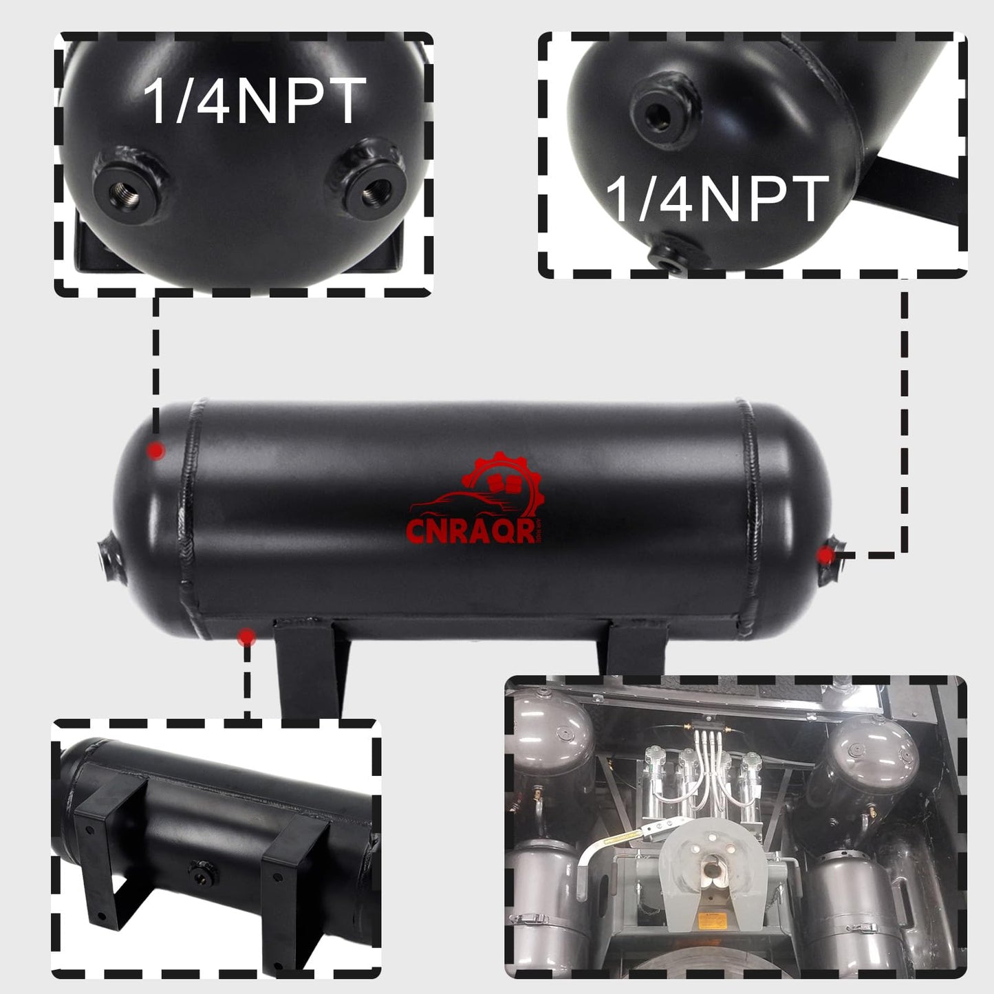 CNRAQR 3 Gallon Air Tank with 150PSI Air Compressor 2PCS for Suspension/Air Ride/Bag/Car Train Truck Horn Aluminum 12 Liter Compressed air Storage Tank Onboard System Air Suspension Compressor Kit