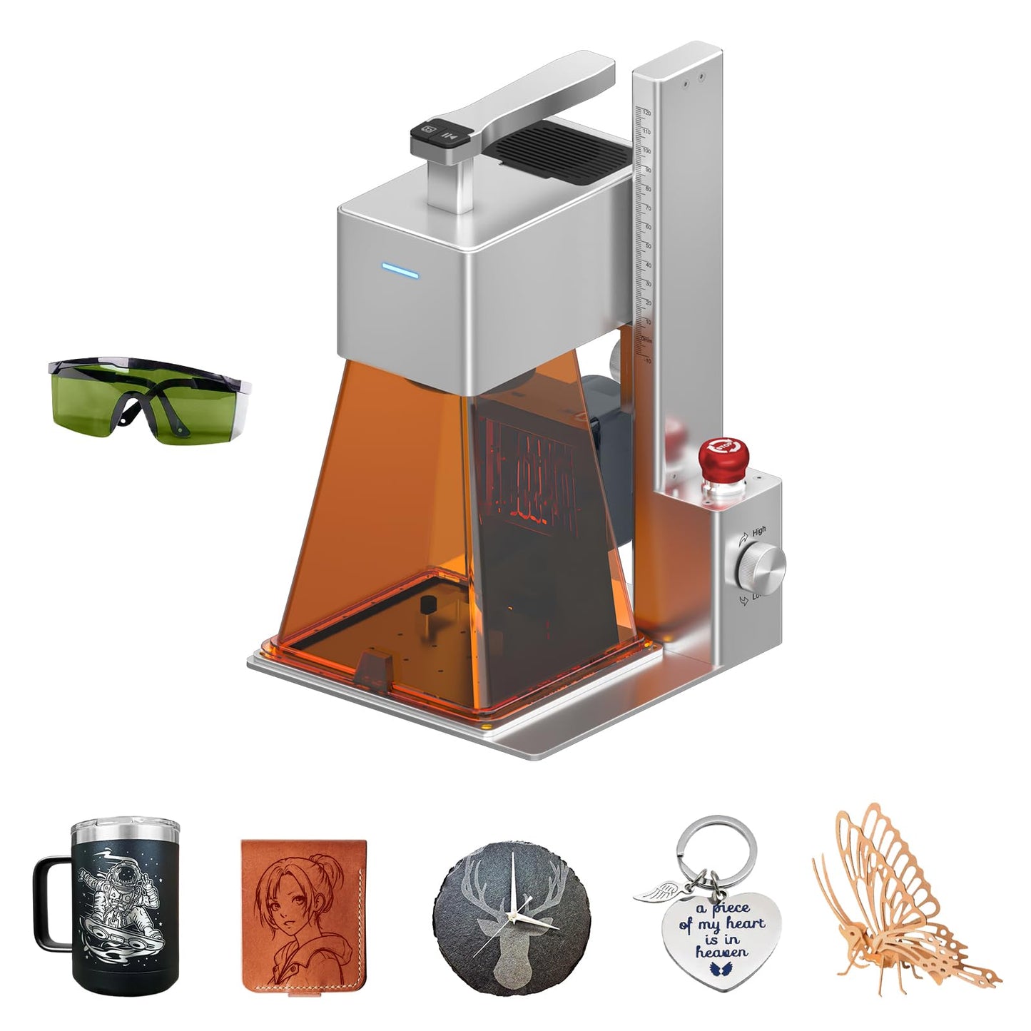 Raymoto R1 Laser Engraver 10W (10000mW), Portable and Handheld Laser Engraving Machine, 2000mm/s Lightning Speed Ultra HD Laser Engraving Machine for Wood Metal Leather Acylic Engraving Laser Cutter