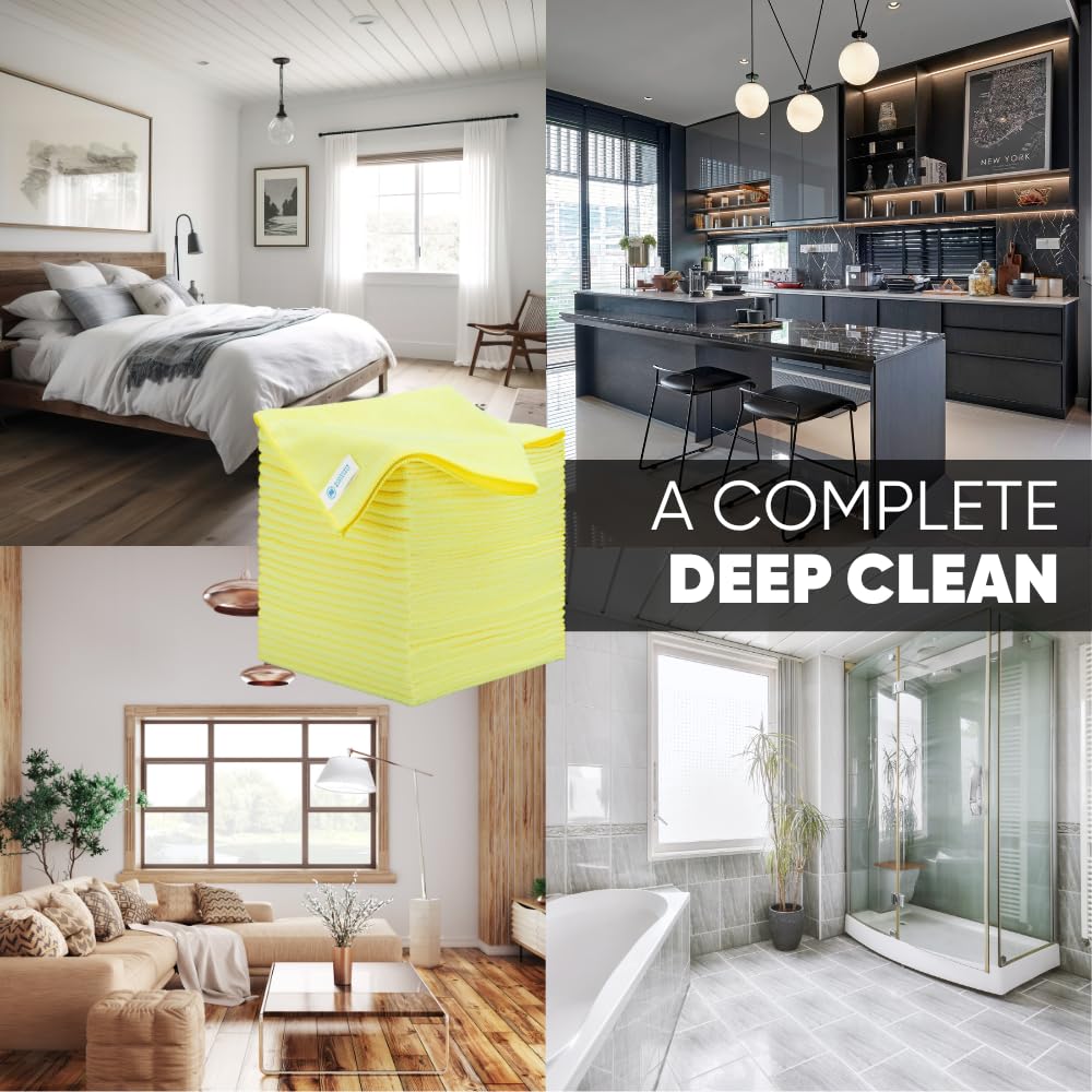 Microfiber Wholesale 16" x 16" All Purpose Towels - 50 Pack (Yellow, 200 Pack)