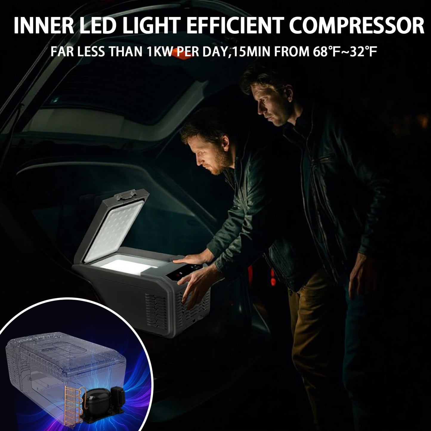 DollarDash 12Volt Mini Car Refrigerator, Outdoor 16QT Cooler Fridge for Vehicle, -4℉~68℉ Portable Freezer for Truck Van RV SUV Travel Camping Road Boat Trips (16QT)