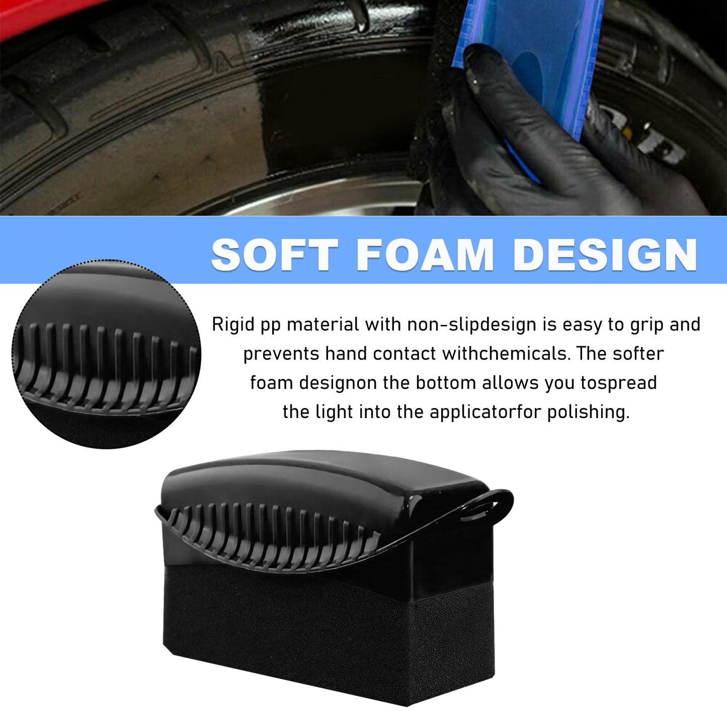 Sylvil 2 PCS Tire Dressing Applicator, Car Tire Shine Applicator Polishing Sponge Pads with Lid, Waxing Polishing Cleaning Tools Wheel Applicator Foam, Detailing Car Accessories (Black)