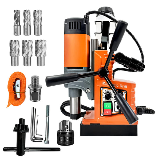 Magnetic Drill, 1400W 2" Boring Diameter, 810 RPM Power Magnetic Drill Presses, 2922lbf/13000N Drill Press with Variable Speed, for Metal Surface, Industrial/Home Improvement
