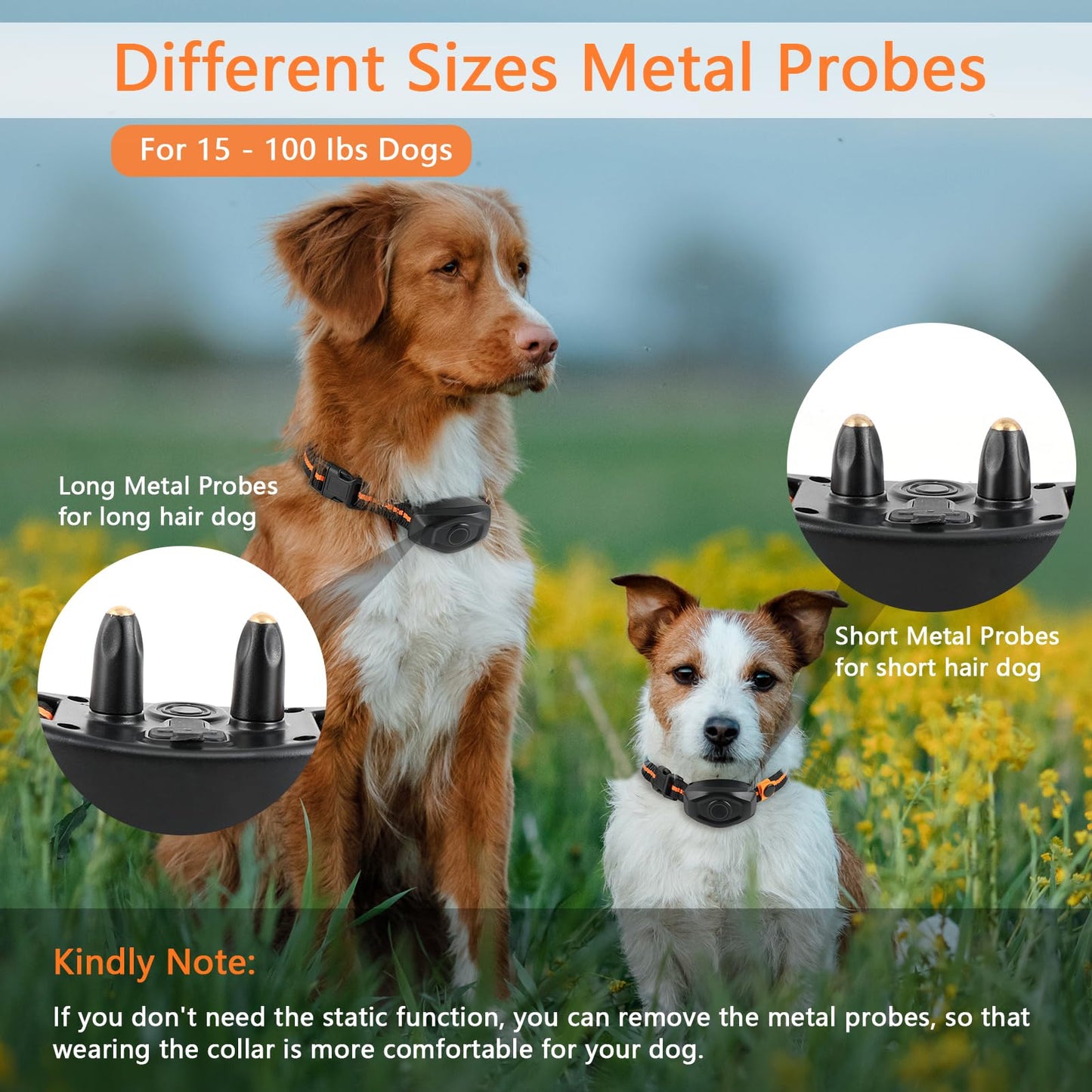 Dog Training Collar, IPX7 Waterproof Dog Shock Collar with Remote Control Range 1300ft, 3 Training Modes, Beep, Shock, Vibration, Rechargeable Shock Collar for Large Medium Small Dogs