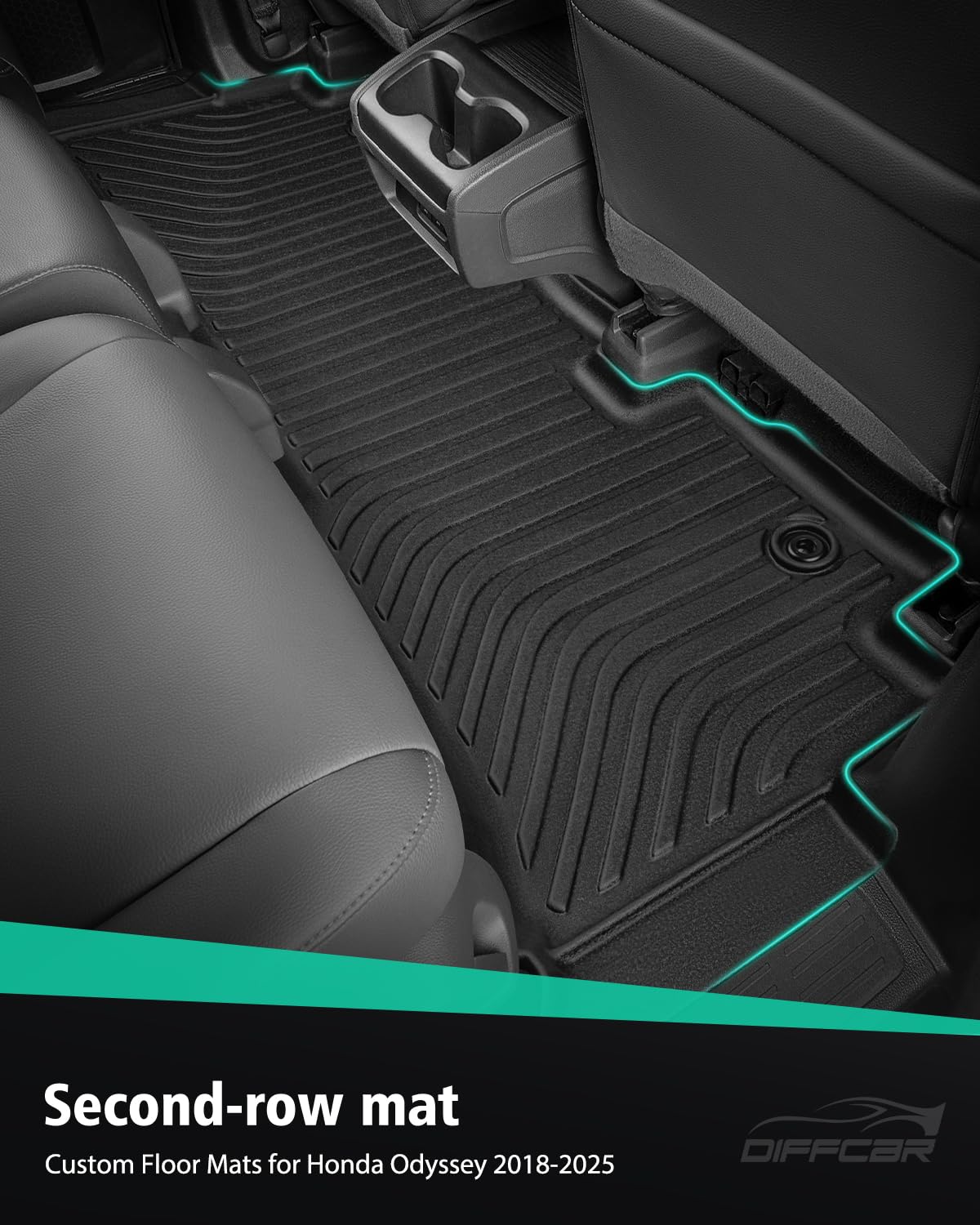 DiffCar® Floor Mats & Cargo Liner for Honda Odyssey 2018-2026, All Weather Car Accessories (Set of 5 Mats)
