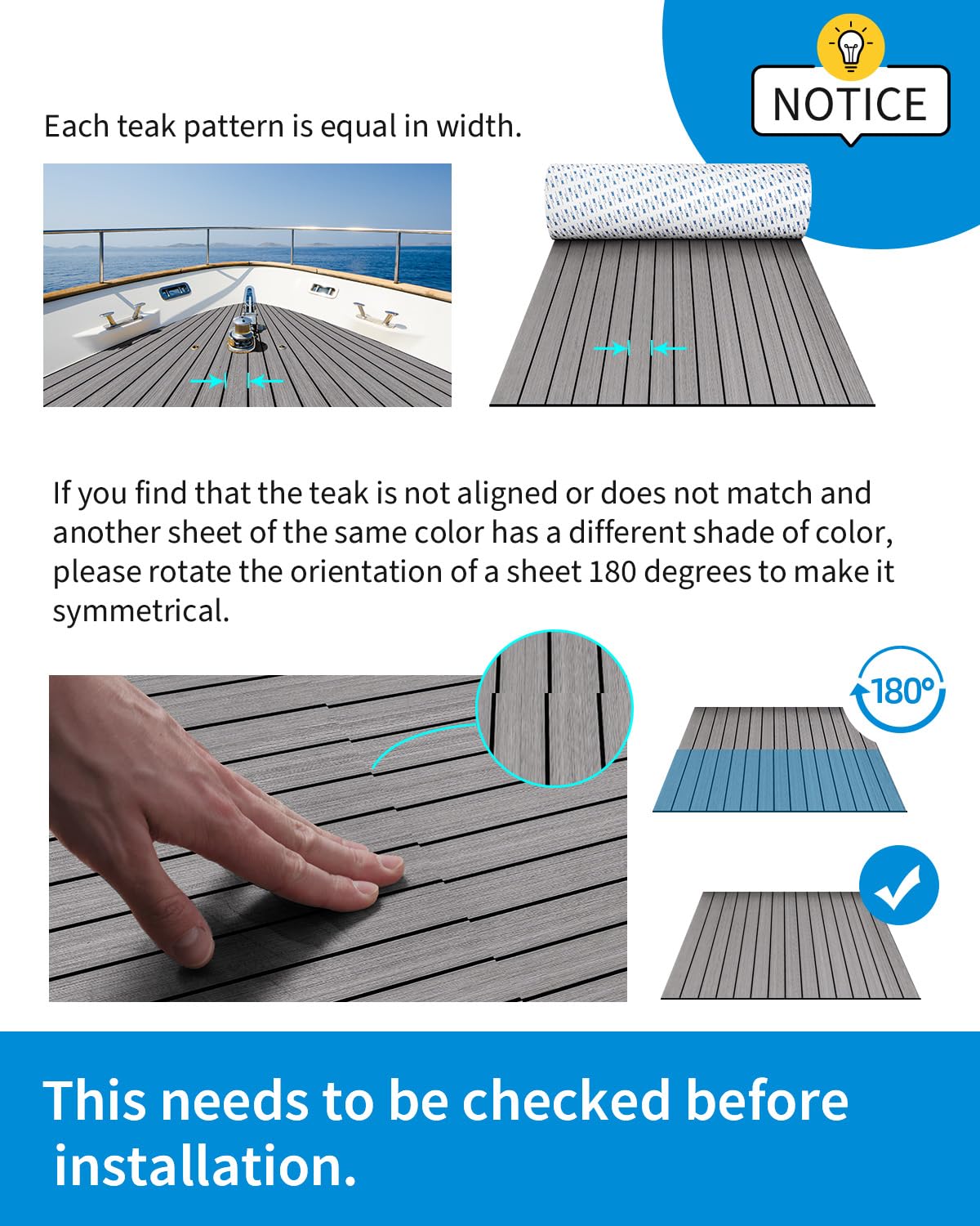 OCEANBROAD Self-Adhesive 96''x45.6'' Boat Flooring with 3M Adhesive Backing EVA Foam Boat Decking Faux Teak Marine Non-Slip Sheet for Jon Boats Yacht Helm Pad Floor, Dark Gray with Black Seam Lines