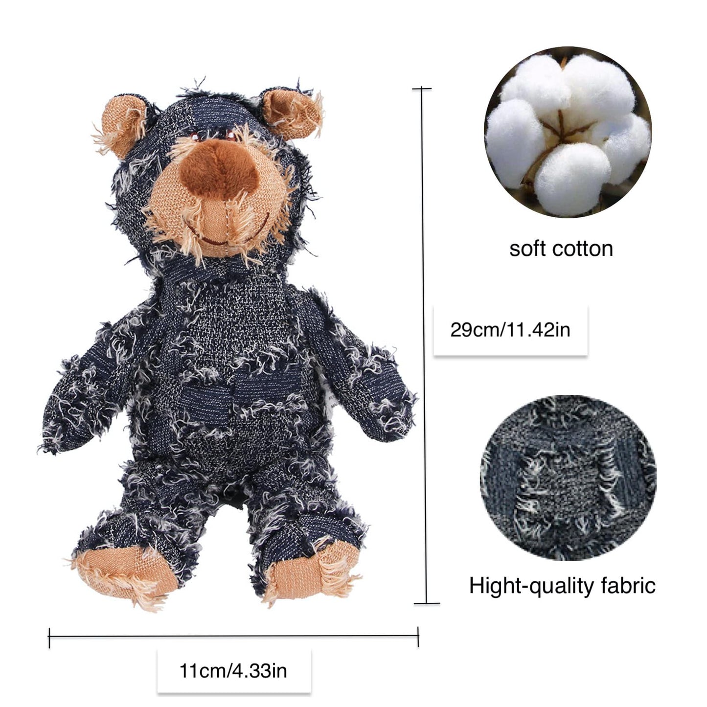 MAXBECK Dog Companion for Heavy Chewers- Indestructible Robust Bear Dog Toy, Resistant Squeaky Dog Toys for Heavy Chewers, Unbreakable Stuffed Plush Dog Toys for Aggressive Chewers (A-Navy)